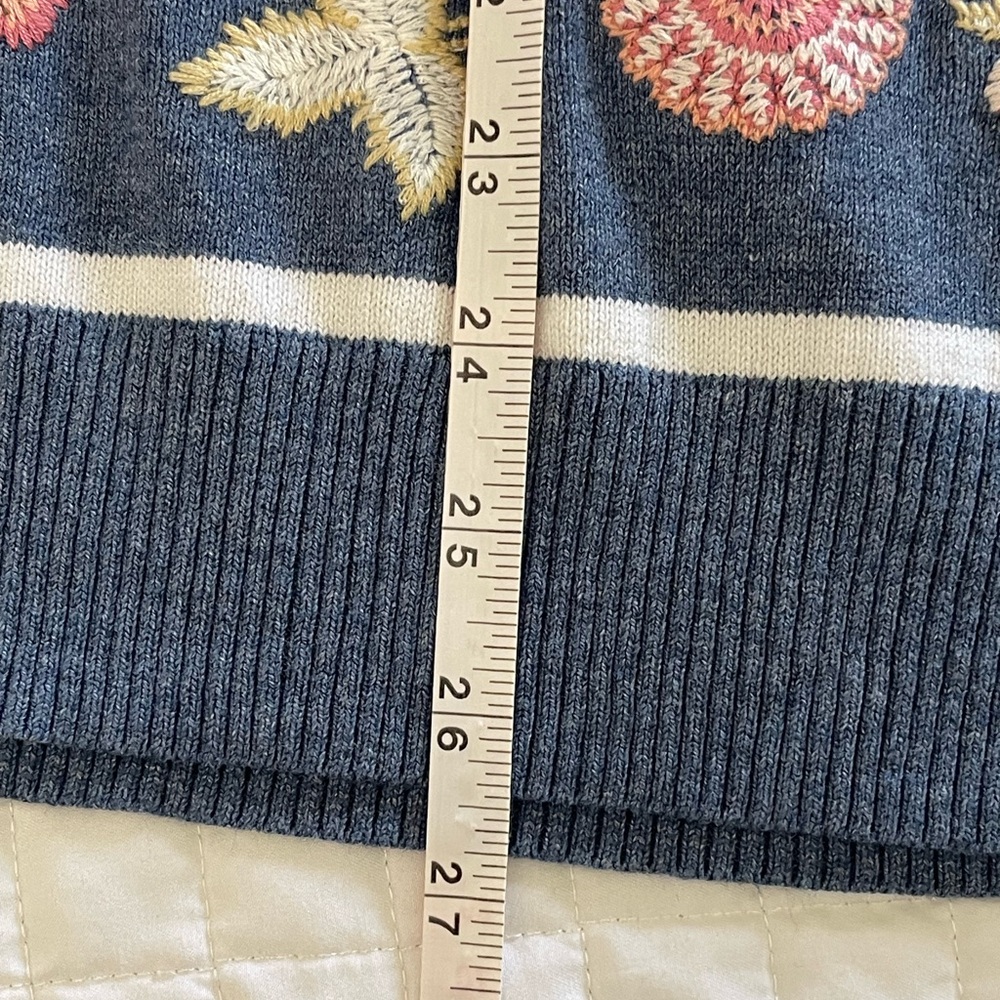 J Jill Striped Floral Embroidered Hooded Pullover Sweater Women size Small - Picture 11 of 11